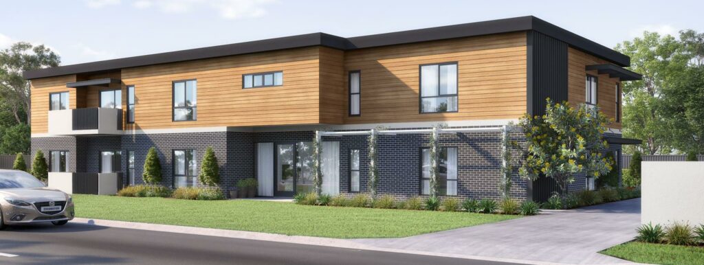 A render of a specialist disability accommodation dwelling located in Browns Plains, Logan