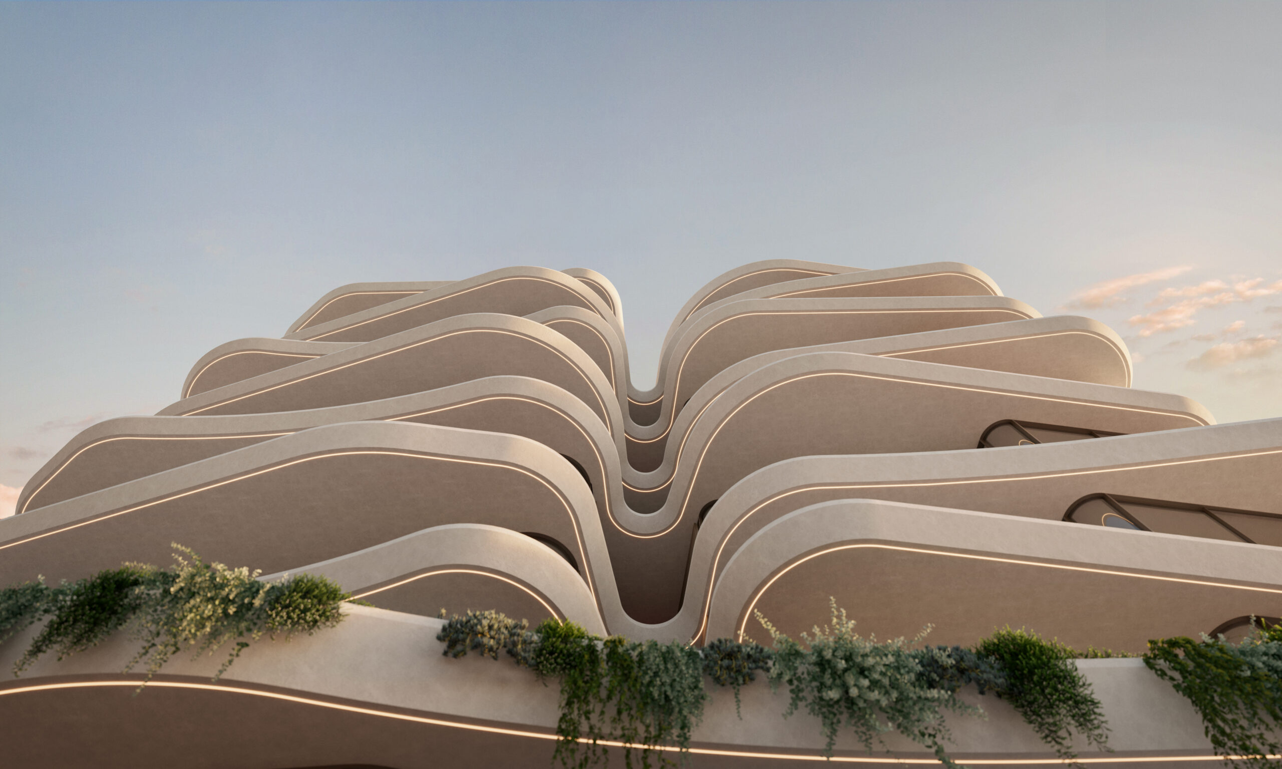 00.9-Exterior-Vignette-HQ Exterior render of a Surfers Paradise luxury apartment development